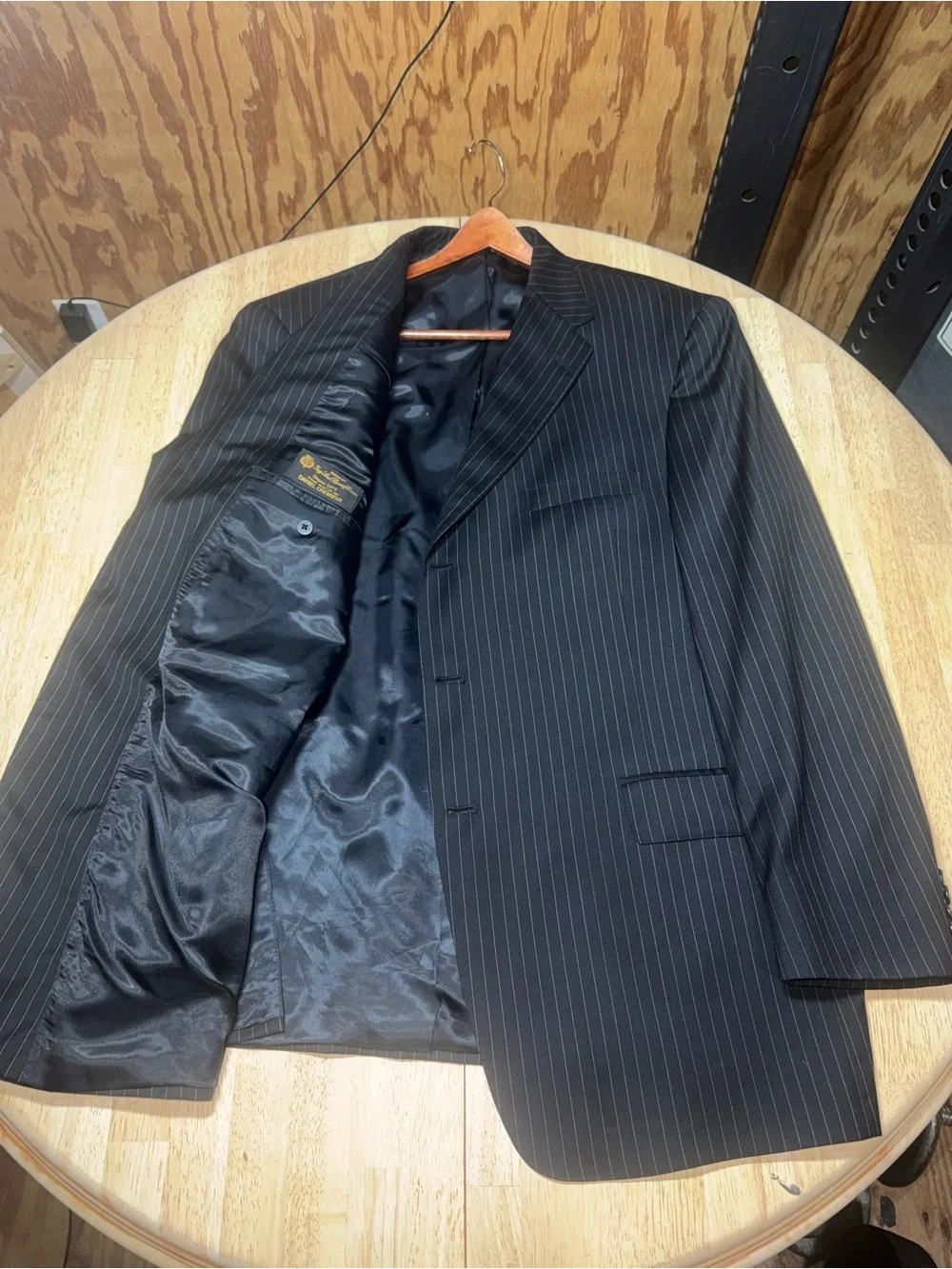 LORO PIANA Super 120 Daniel Cremieux Men 46R Sport Coat Black Stripe Wool Blazer